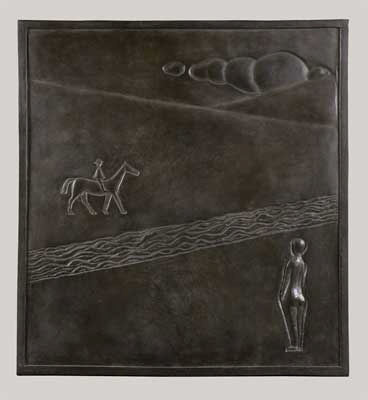 Fondation Giacometti -  [Femme nue et cavalier dans un paysage, bas-relief]