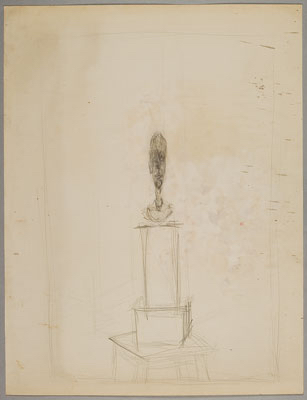 Fondation Giacometti -  [Buste d'homme sur double socle, posé sur un tabouret]