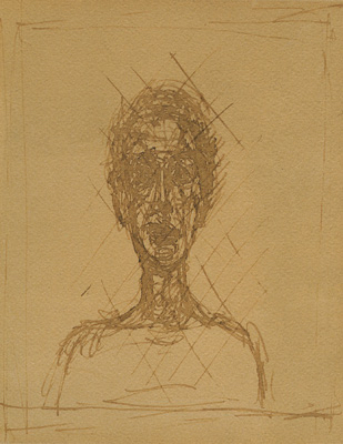 Fondation Giacometti -  [Tête de femme] recto / [Buste d'homme, raturé] verso