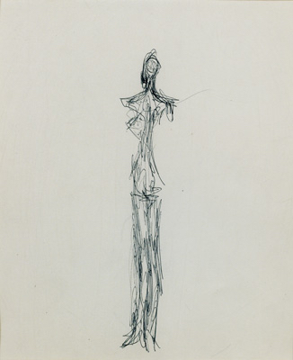 Fondation Giacometti -  [Tête avec sculptures] (recto) / [Figure debout] (verso)