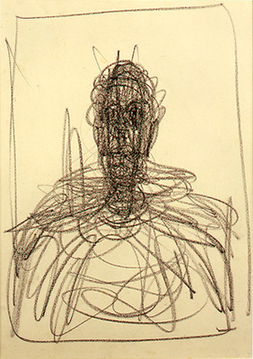 Fondation Giacometti -  [Buste d'homme le bras gauche levé] (recto) / [Buste d'homme dans un cadre] (verso)