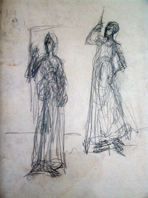 Fondation Giacometti -  [D'après Andrea del Castagno : Sibylle de Cumes et Reine Tomyris ]