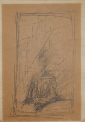 Fondation Giacometti -  [Trois hommes qui marchent (recto) / Femme accoudée (verso)]