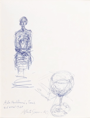 Fondation Giacometti -  [Femme assise et verre à pied au premier plan]