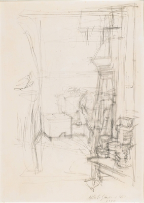 Fondation Giacometti -  [Intérieur, atelier] (recto) / ([Nu debout dans un intérieur] (verso)