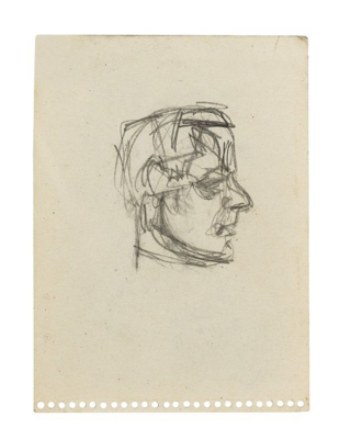 Fondation Giacometti -  Etudes de têtes (recto) / Homme de profil (verso)