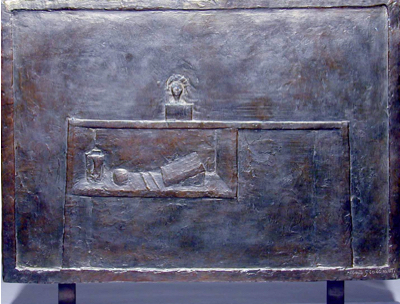 Fondation Giacometti -  [Vue d'atelier, bas-relief]