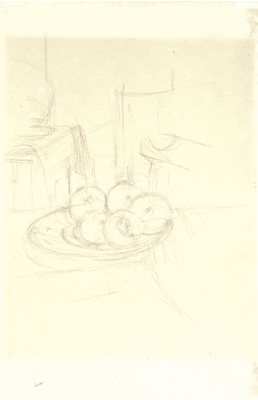 Fondation Giacometti -  Fleurs d'automne dans un vase à Stampa (recto) / Cinq pommes dans un plat (verso)