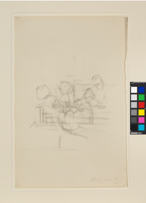 Fondation Giacometti -  Bouquet dans un vase (recto) / Tête de la mère (verso)