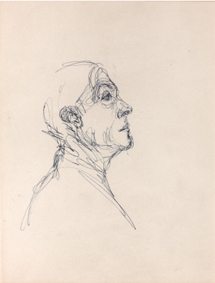 Fondation Giacometti -  Pierre Reverdy de profil (recto) et de trois-quarts (verso)