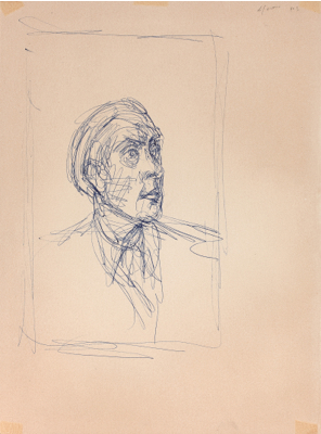 Fondation Giacometti -  Pierre Reverdy de profil (recto) et de trois-quarts (verso)