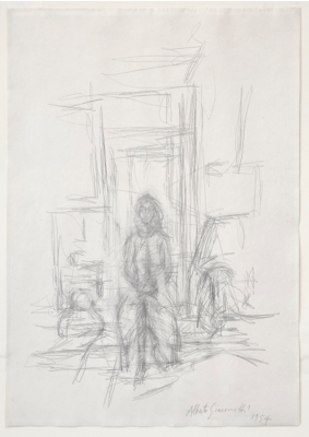 Fondation Giacometti -  Annette assise dans l'atelier