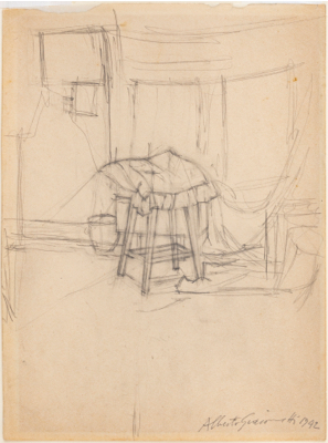 Fondation Giacometti -  Tabouret avec coussin (recto) / Nu assis (verso)