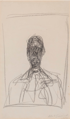 Fondation Giacometti -  Buste d'homme (recto) / La mère de l'artiste cousant (verso)