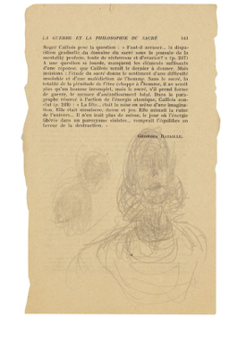 Fondation Giacometti -  Têtes, sur page de la revue Critique, N. 45, février 1951, p. 143