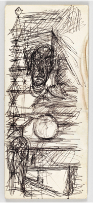 Fondation Giacometti -  Têtes d'hommes et esquisses sur couverture et dos du catalogue de l'exposition "Henri Michaux : œuvres récentes, 1959-1962", Galerie Cordier, 1962